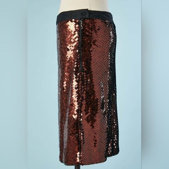 CHLOÉ See by Chloe Sequin Skirt Bronze Pencil $1300 Small - Picture 12 of 14